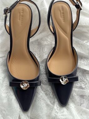 Ted Baker Navy blue Sienna Slingback Pointed Toe Pump.